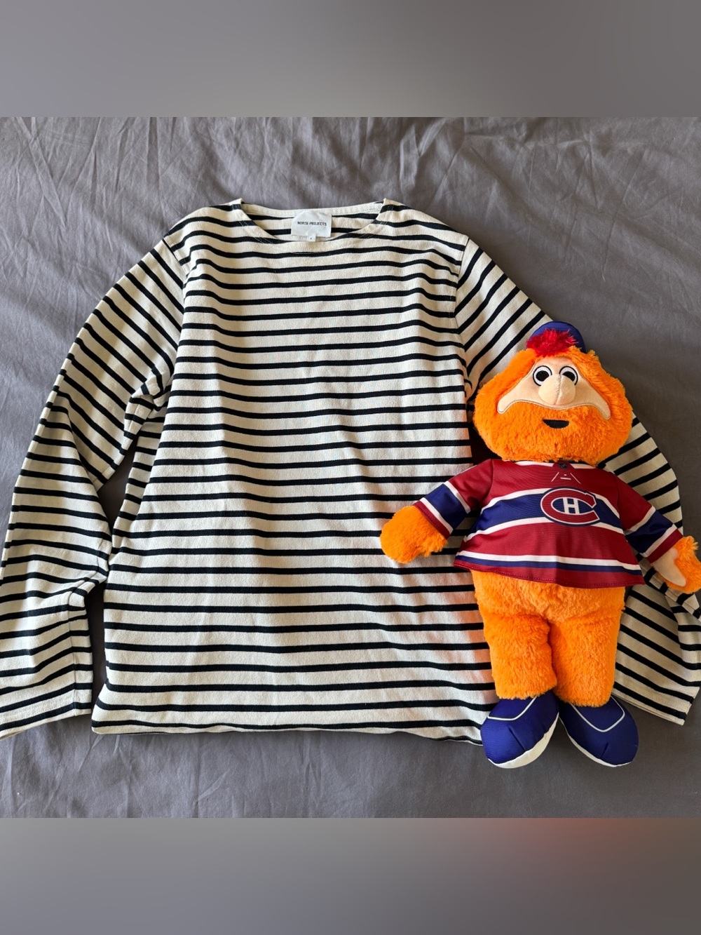 Norse Projects Cream & Black Striped Long Sleeve Tee
